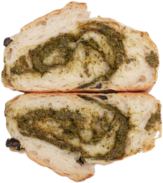 Pesto Olive Sourdough Top View